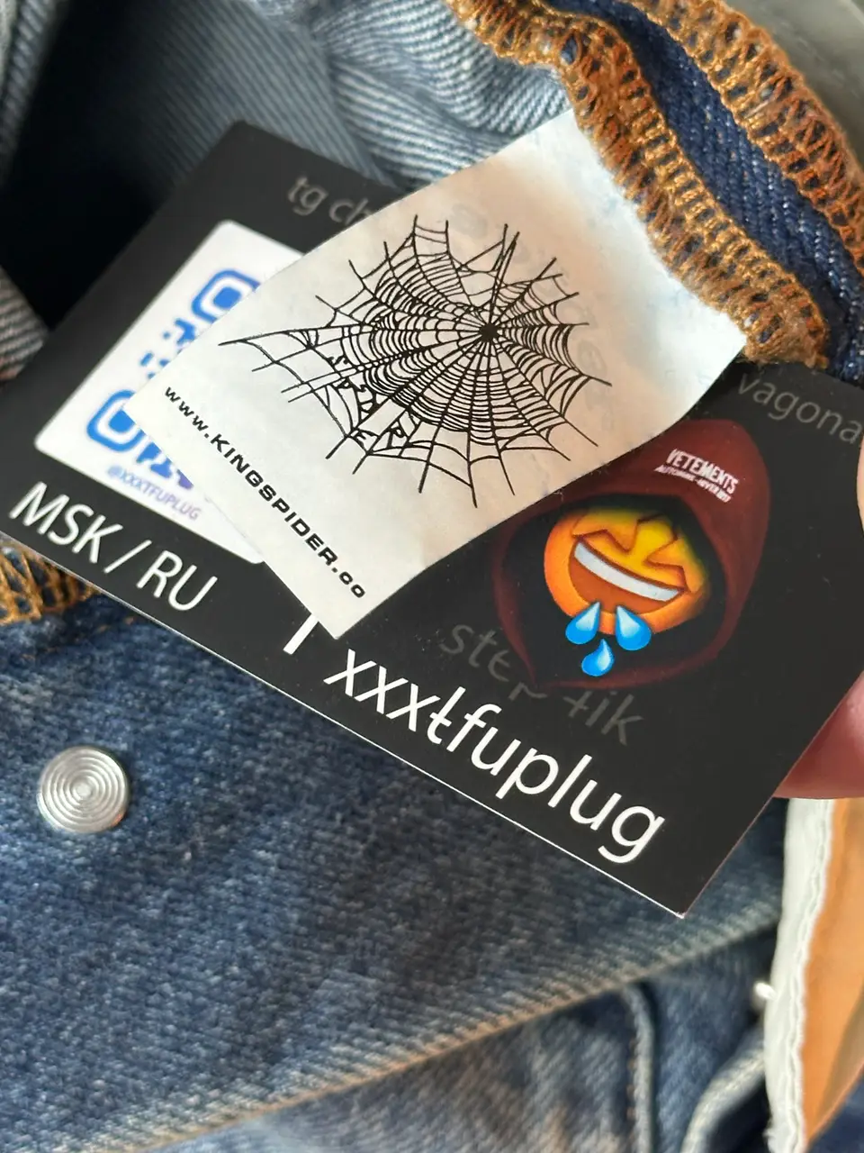 Sp5der “Spider” V3 Indigo Denim Jeans, detail view 16