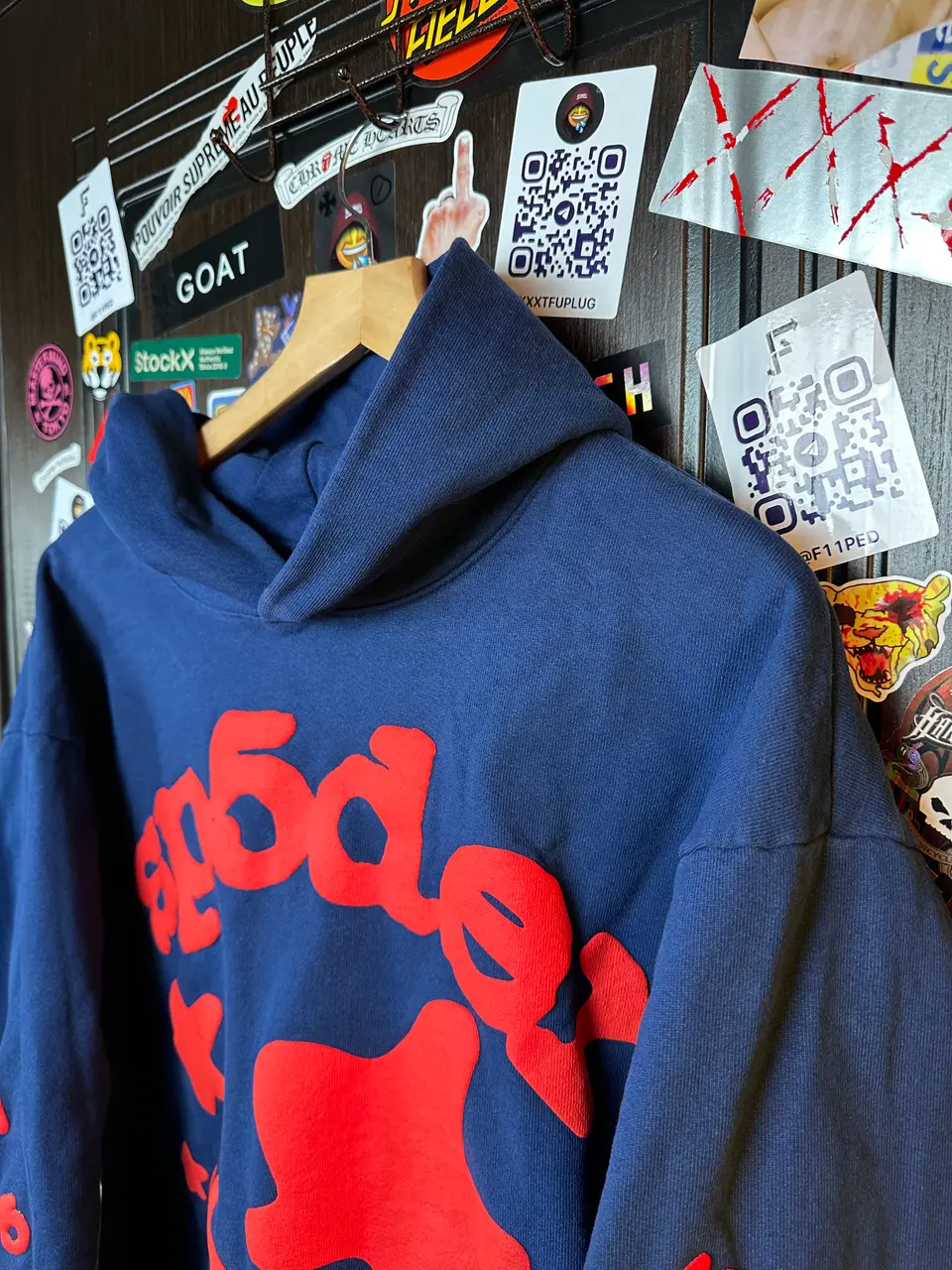 Sp5der Spider Worldwide Beluga Navy Hoodie, detail view 4