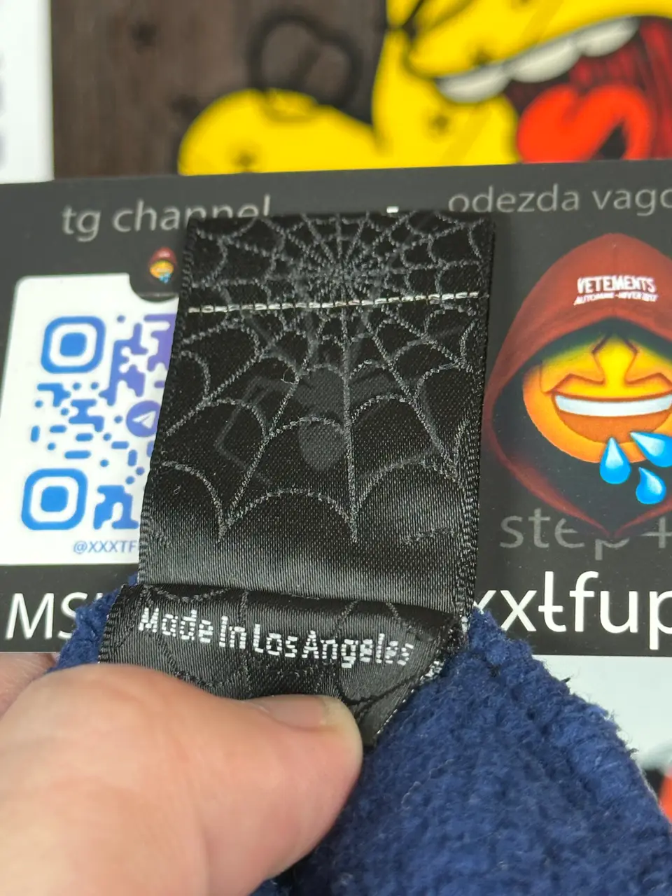 Sp5der Spider Worldwide Beluga Navy Hoodie, detail view 8