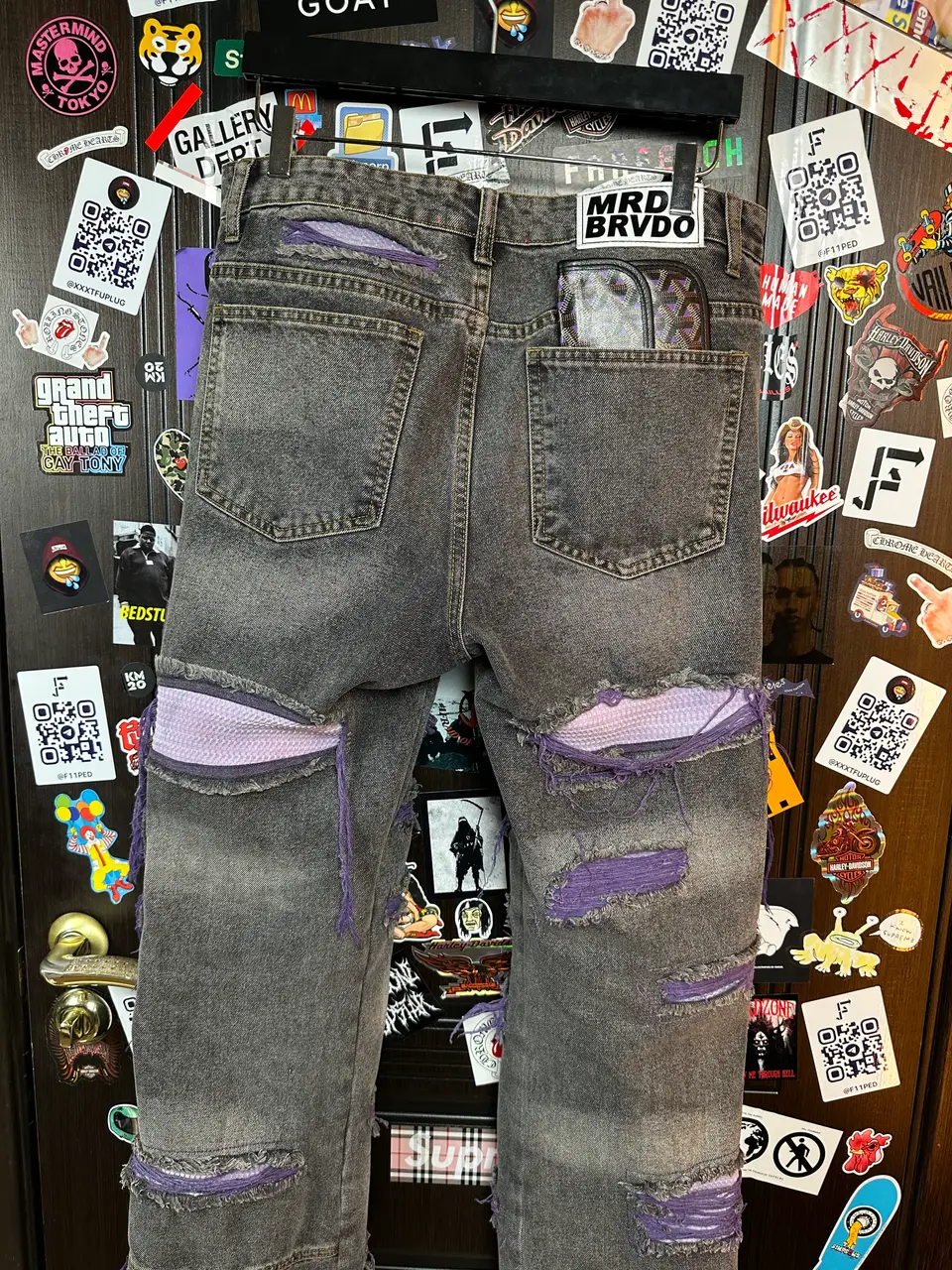 Who Decides War Who Decides War “Jesus and Maria” Coal Violet Fusion Denim, detail view 6