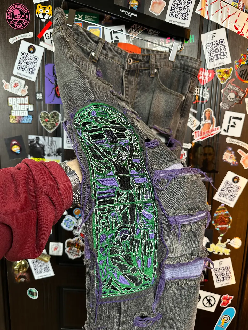 Who Decides War Who Decides War “Jesus and Maria” Coal Violet Fusion Denim, detail view 7