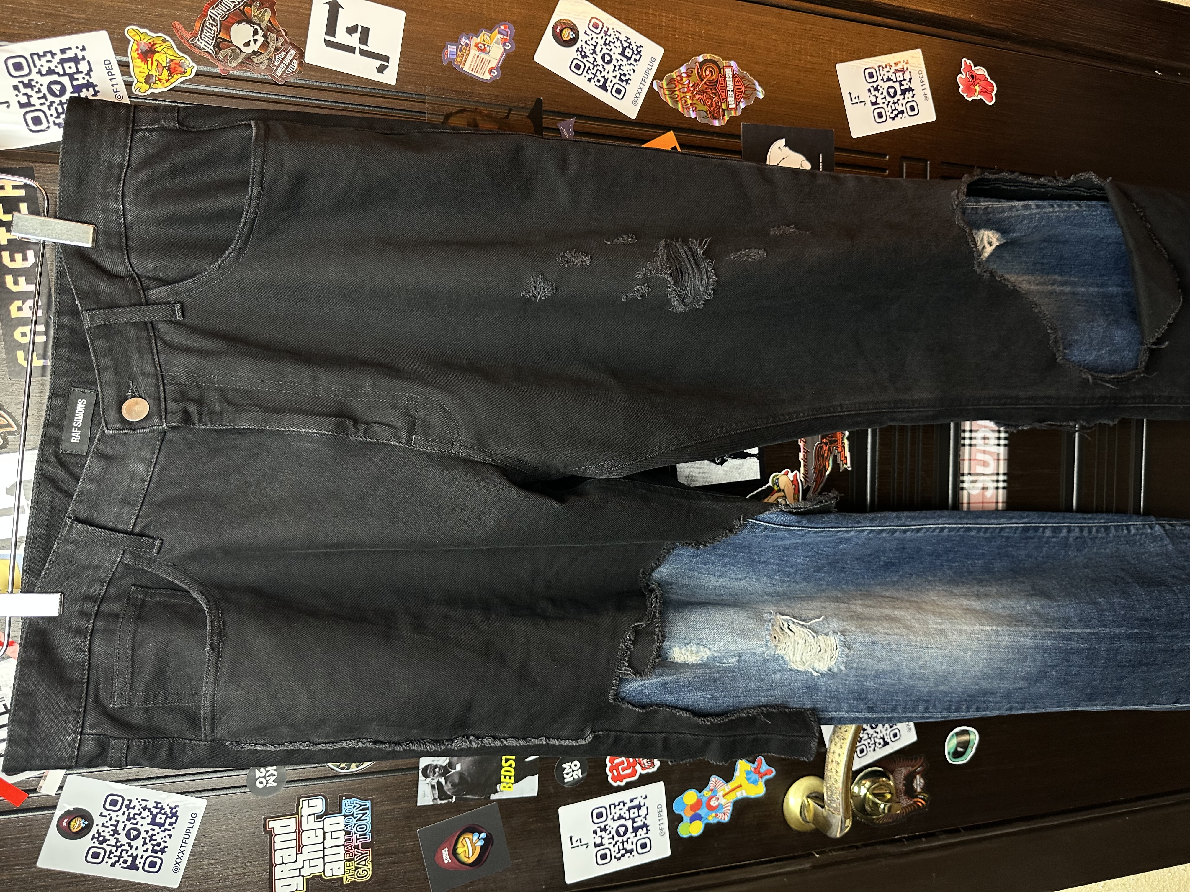 RAF Simons Raf Simons Double layered Zombie ripped Denim Jeans, detail view 2