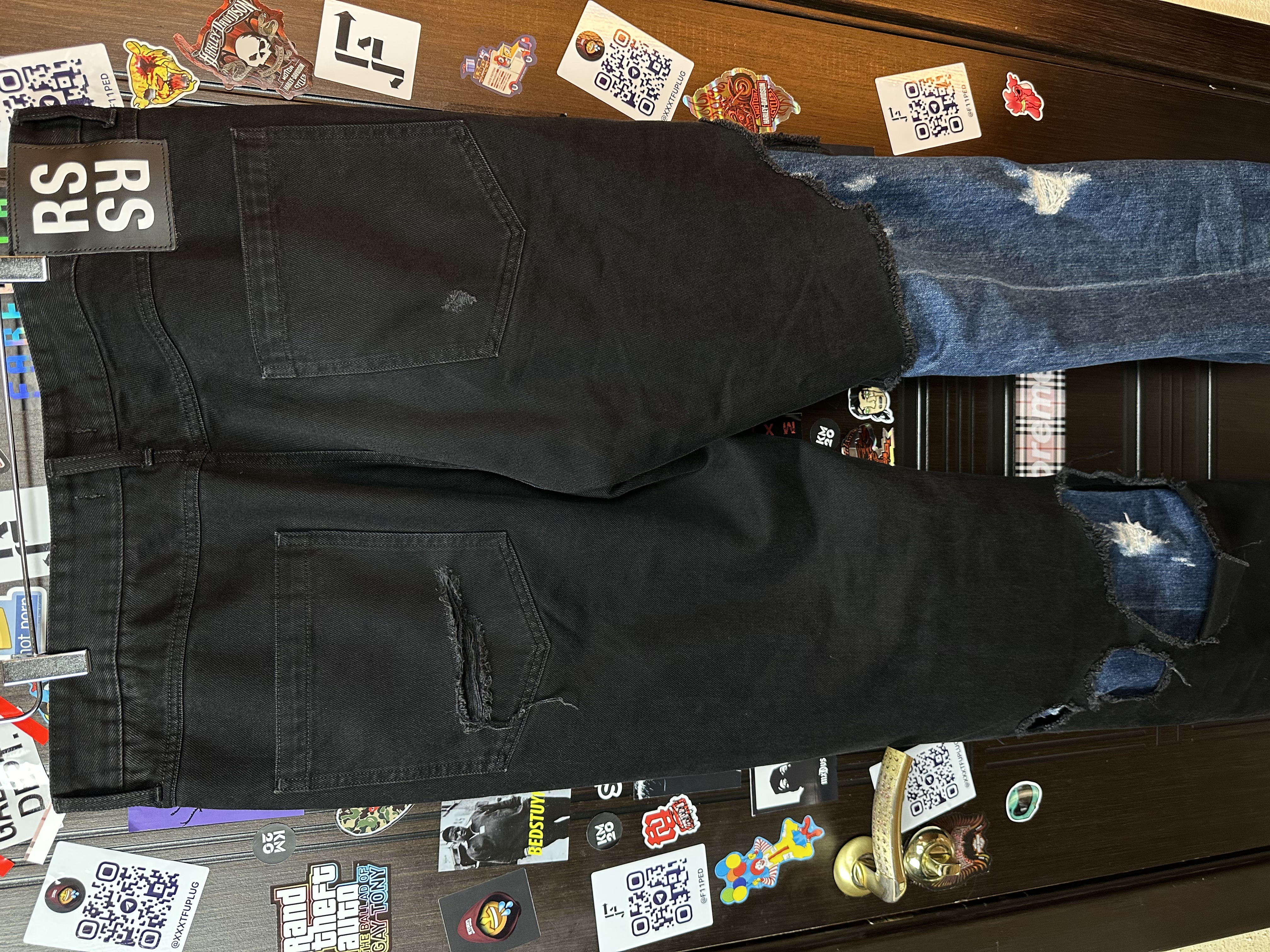 RAF Simons Raf Simons Double layered Zombie ripped Denim Jeans, detail view 3