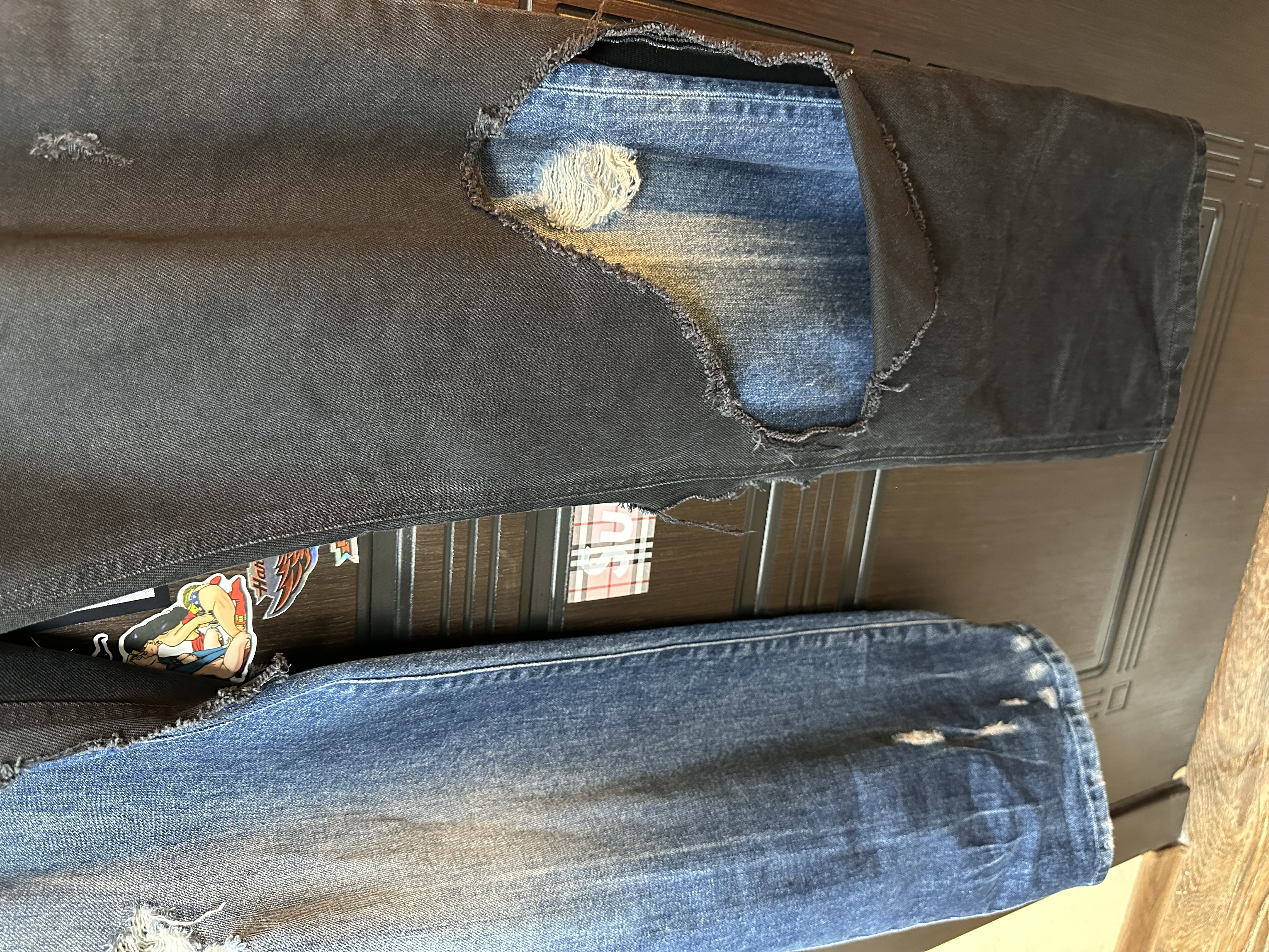 RAF Simons Raf Simons Double layered Zombie ripped Denim Jeans, detail view 5