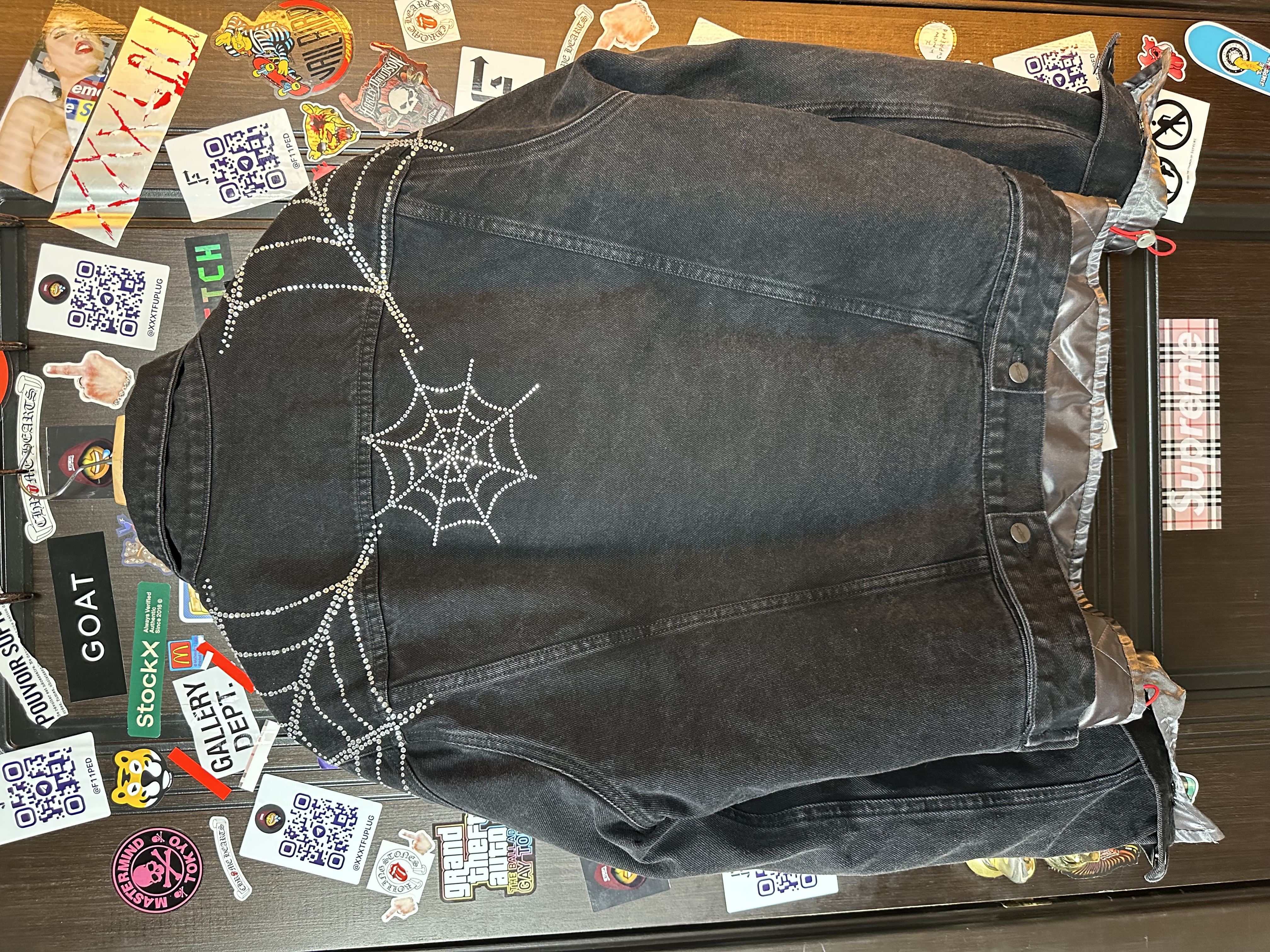 Sp5der OG Spider Worldwide First Ever 2019 Drop Denim Jacket, detail view 13