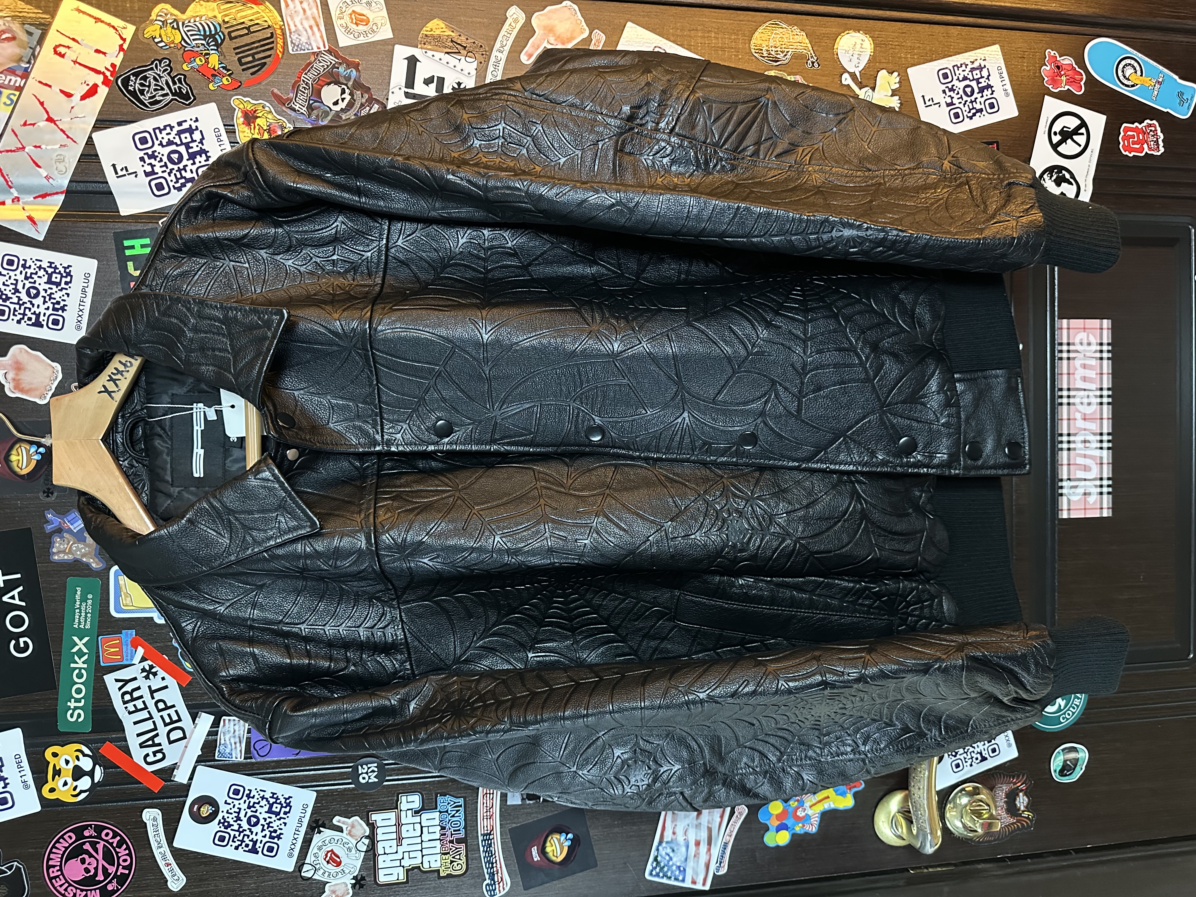 Sp5der Sp5der Web Debossed Leather Jacket L, detail view 2