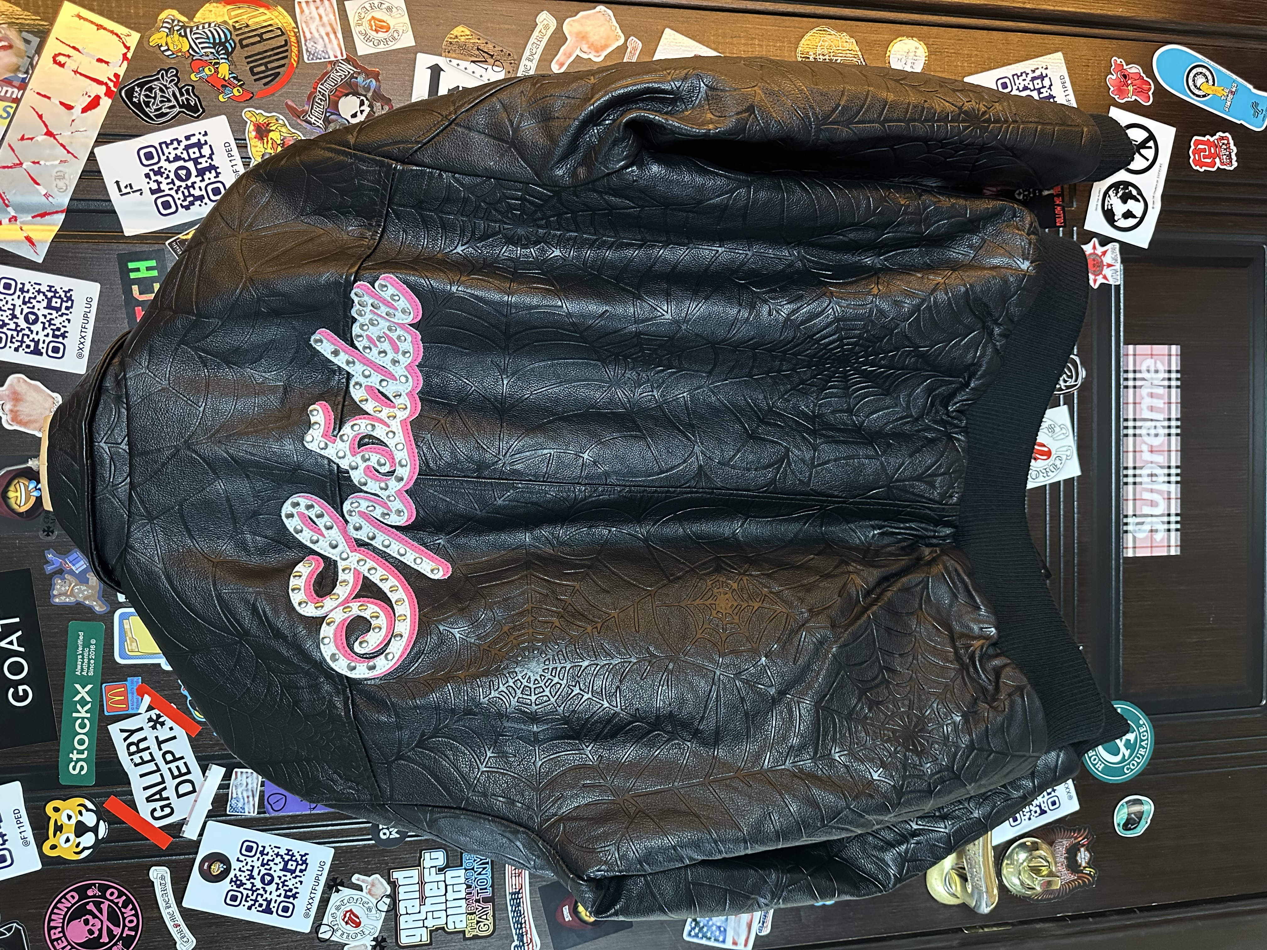 Sp5der Sp5der Web Debossed Leather Jacket L, detail view 4