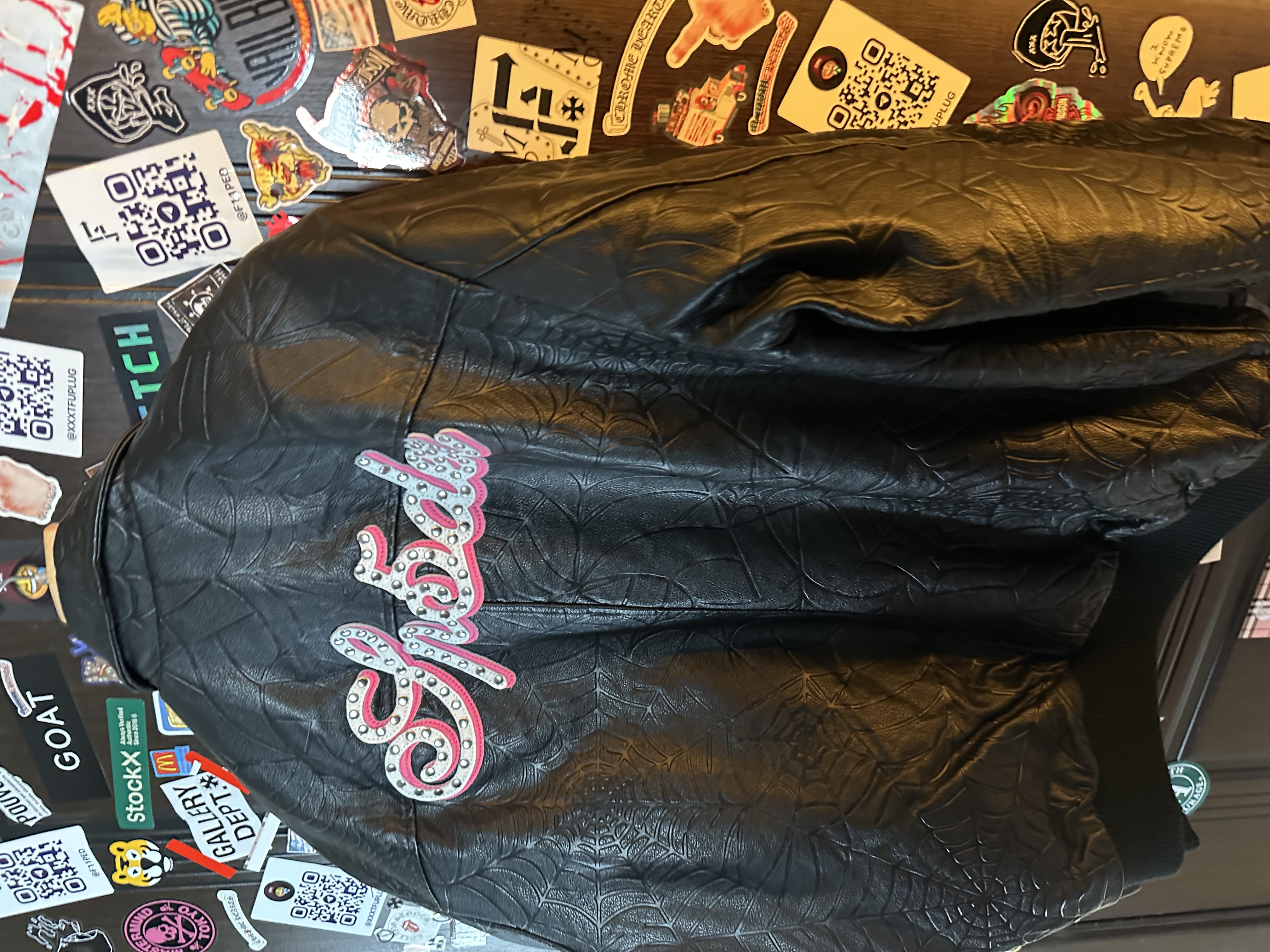 Sp5der Sp5der Web Debossed Leather Jacket L, detail view 5