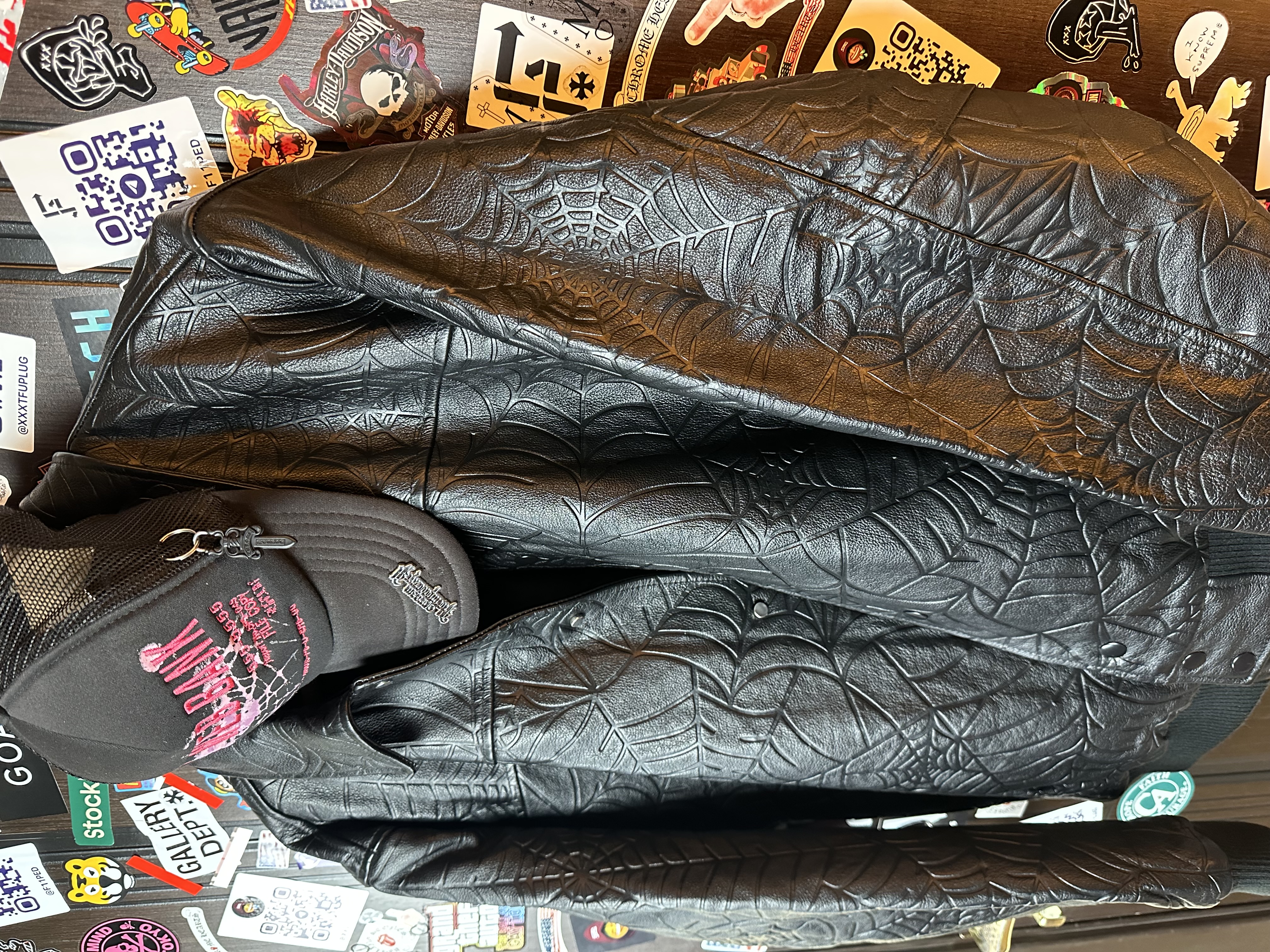 Sp5der Sp5der Web Debossed Leather Jacket L, detail view 13