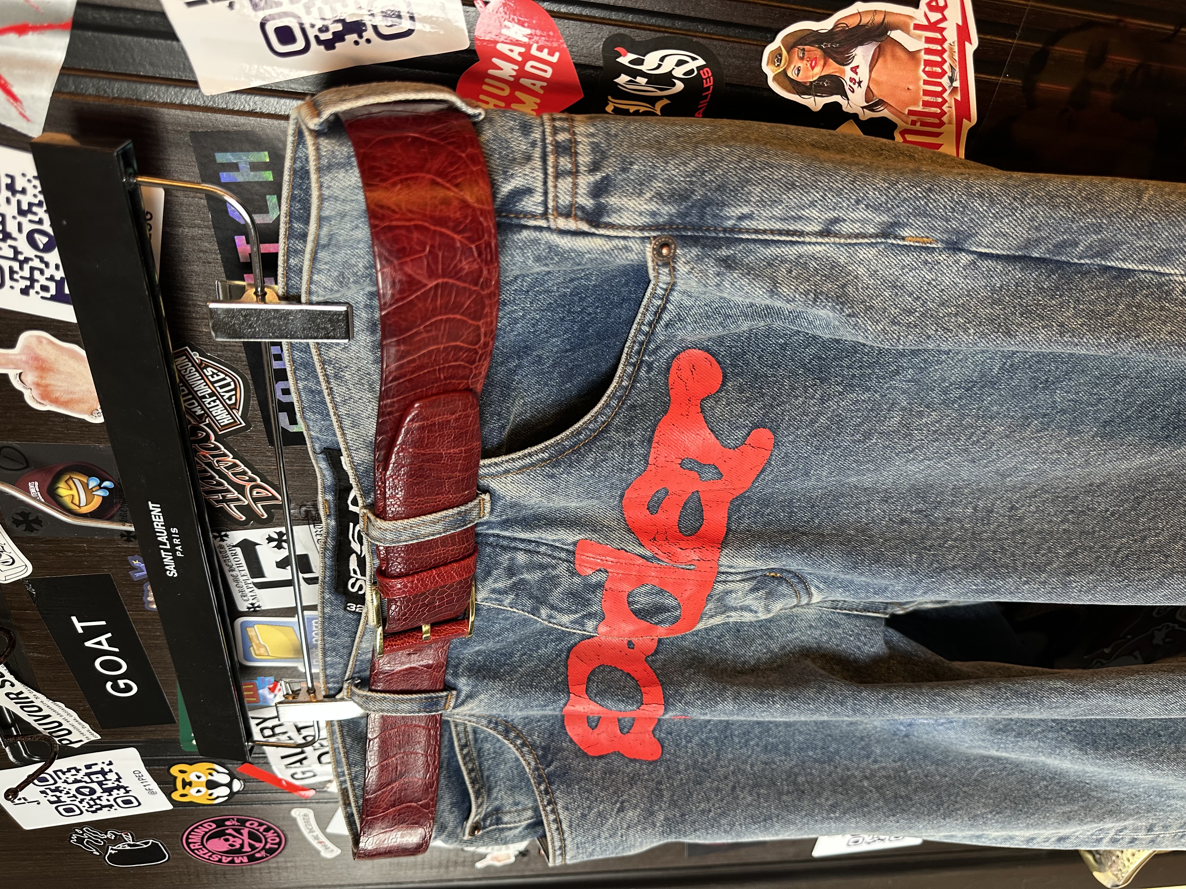 Sp5der “Spider” V3 Indigo Denim Jeans, detail view 8