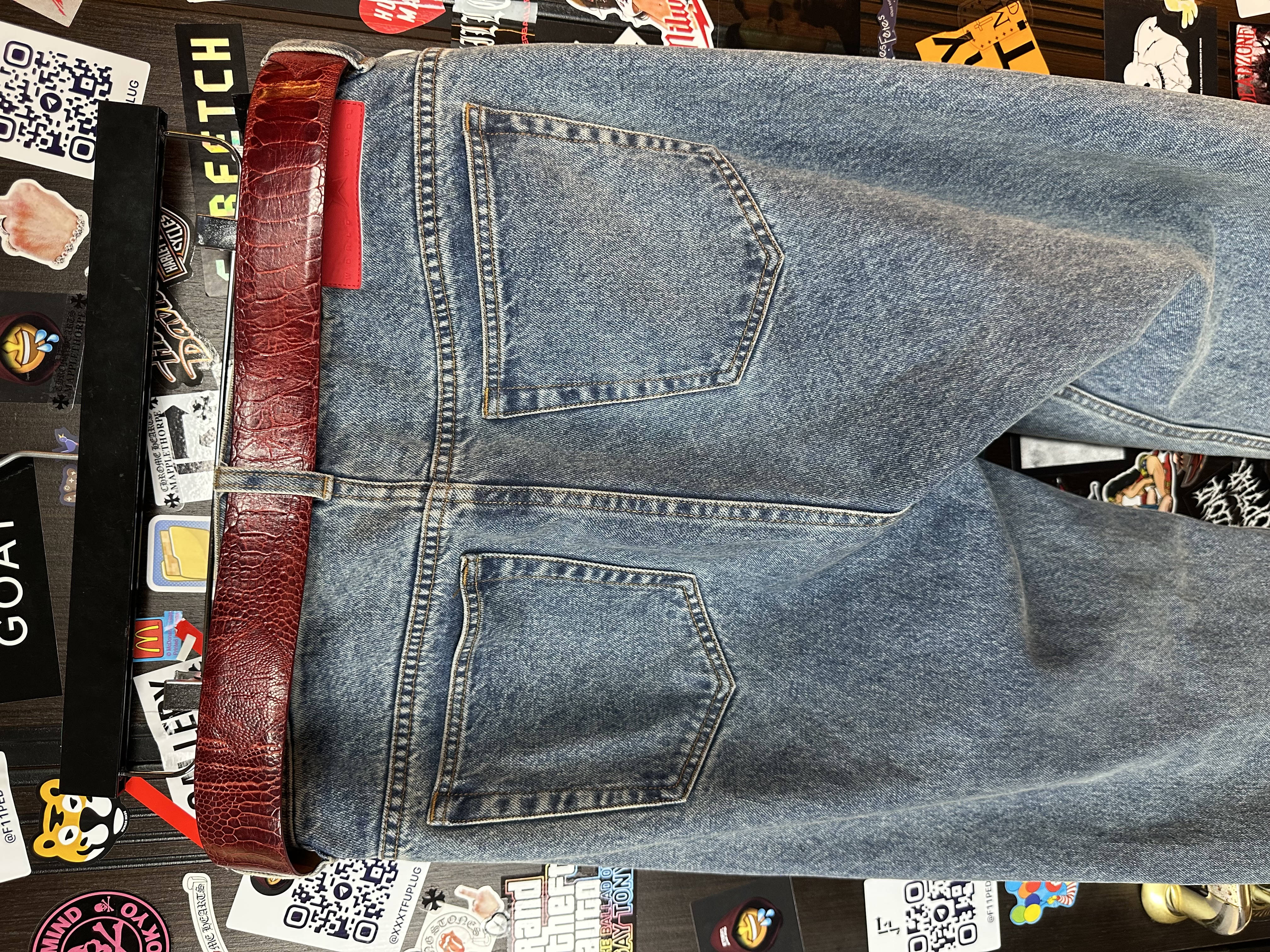 Sp5der “Spider” V3 Indigo Denim Jeans, detail view 10