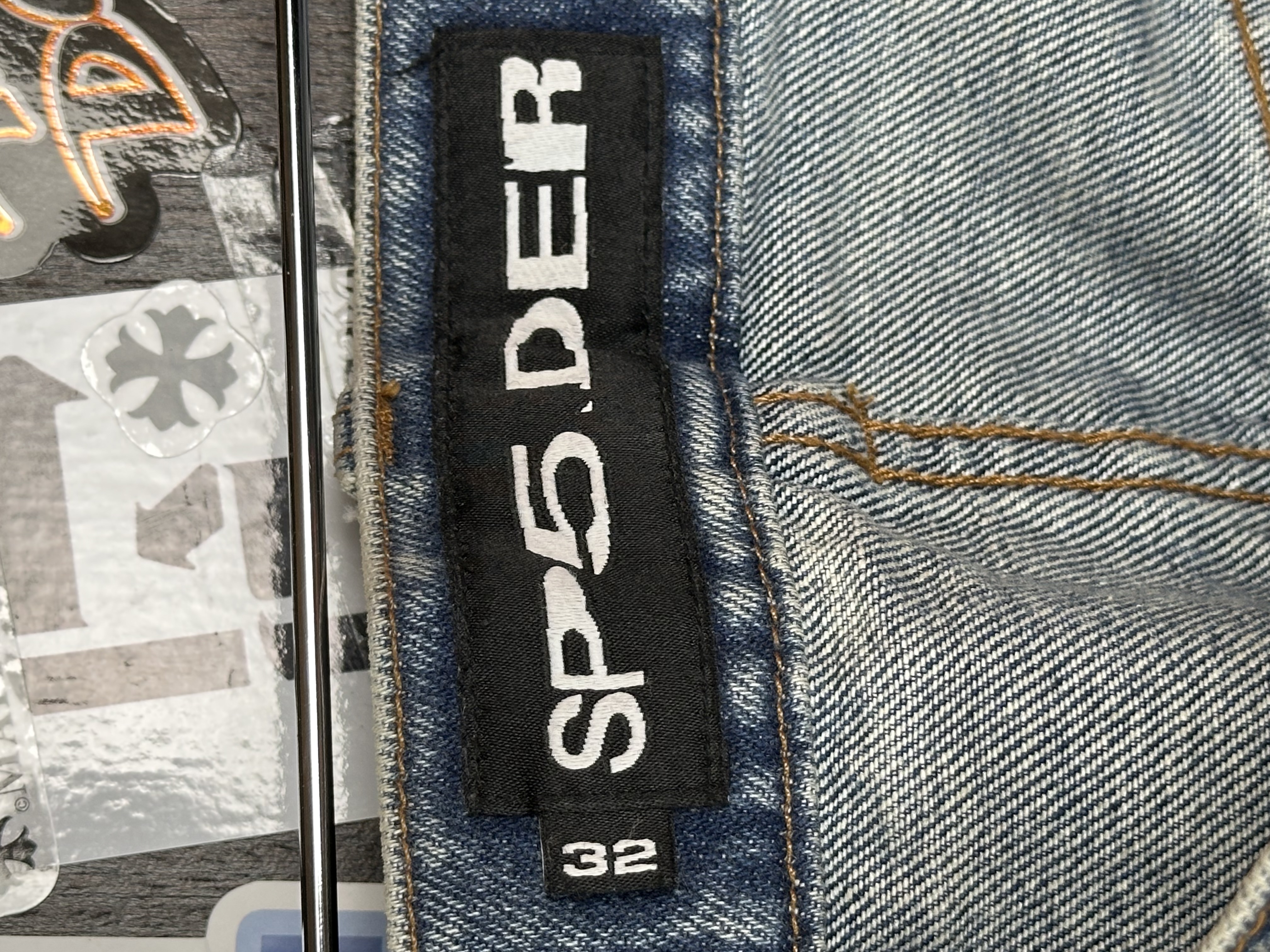Sp5der “Spider” V3 Indigo Denim Jeans, detail view 15