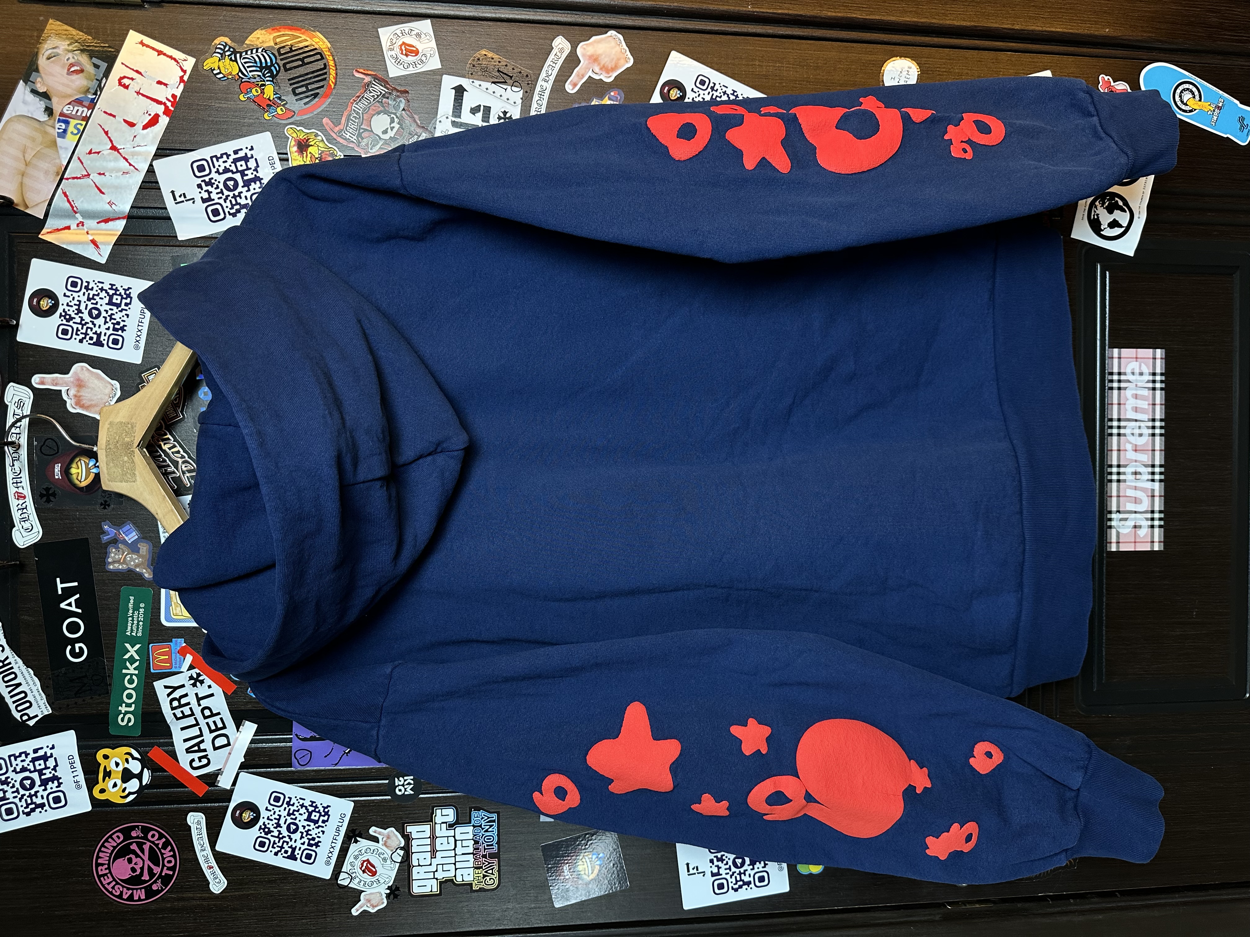 Sp5der Spider Worldwide Beluga Navy Hoodie, detail view 2