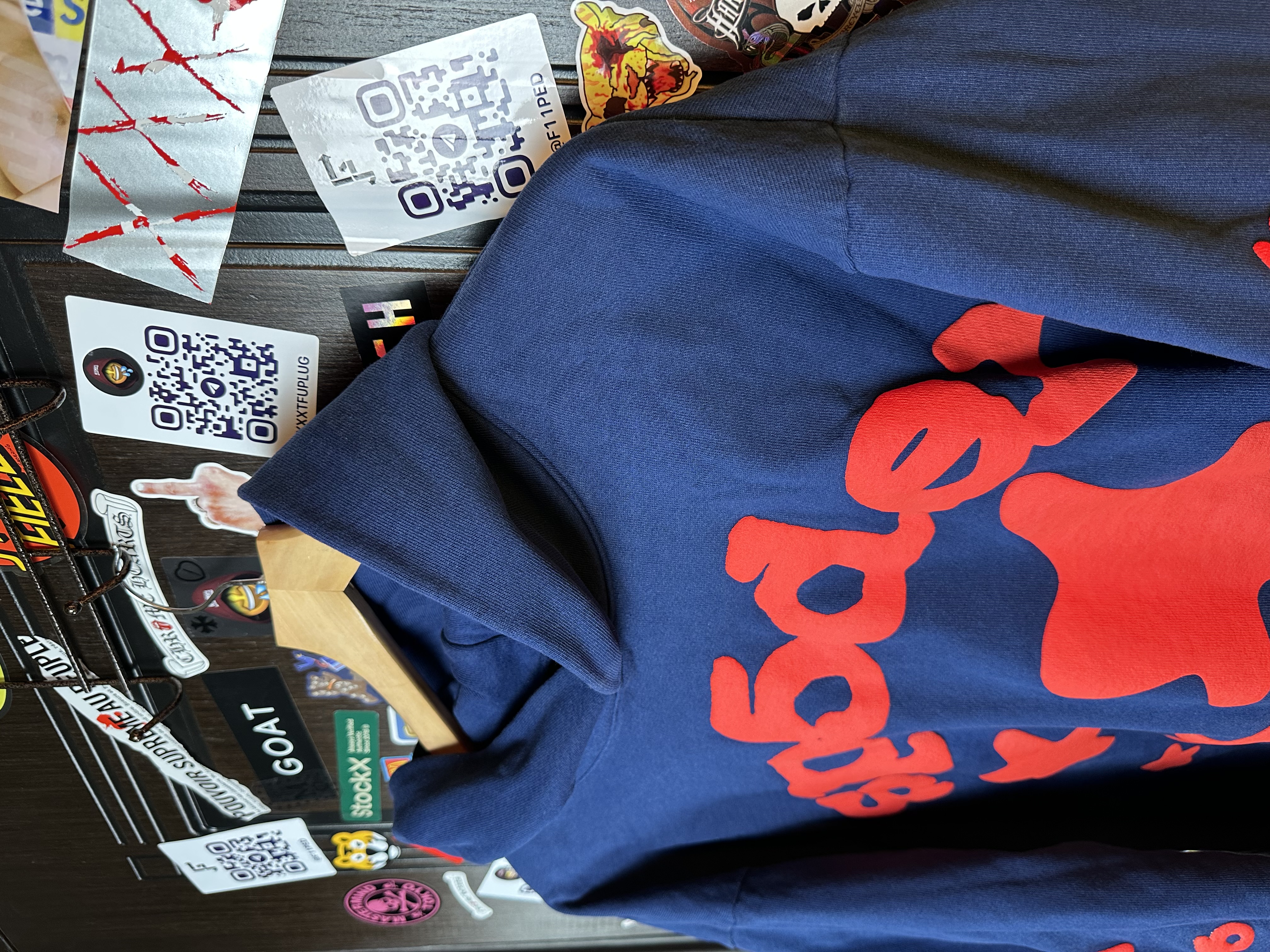 Sp5der Spider Worldwide Beluga Navy Hoodie, detail view 4