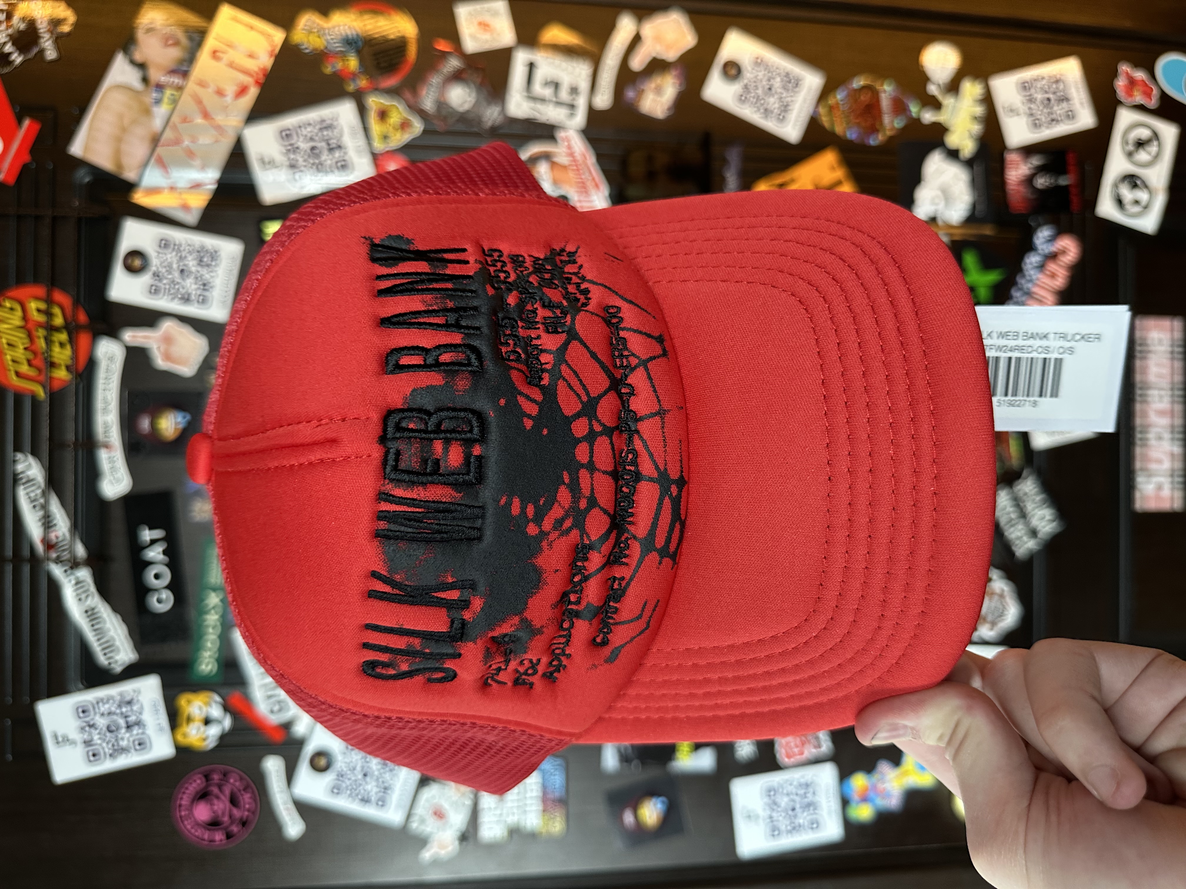 Sp5der Spider Worldwide Silk Web Bank Red Trucker Cap, detail view 2