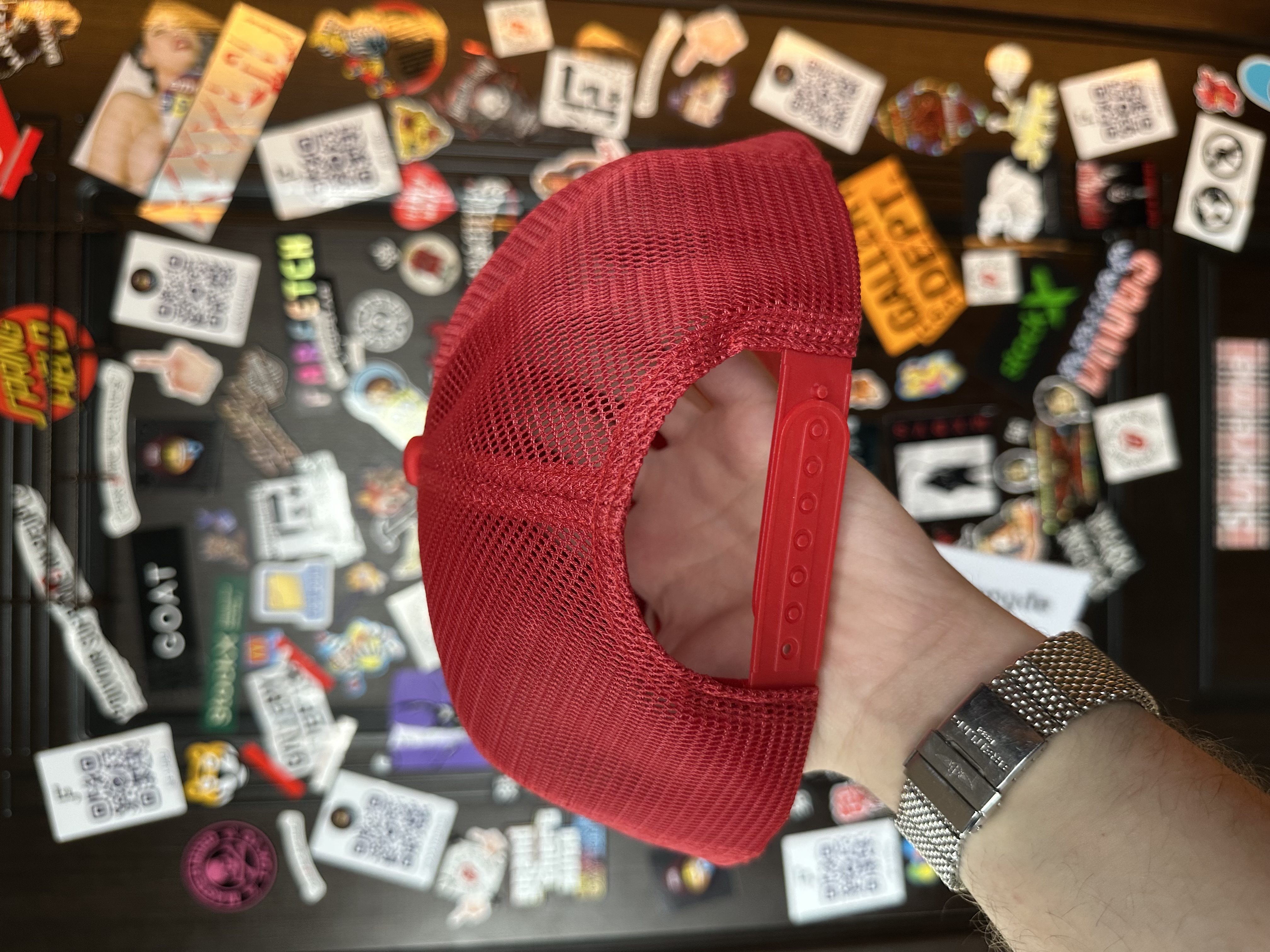 Sp5der Spider Worldwide Silk Web Bank Red Trucker Cap, detail view 4